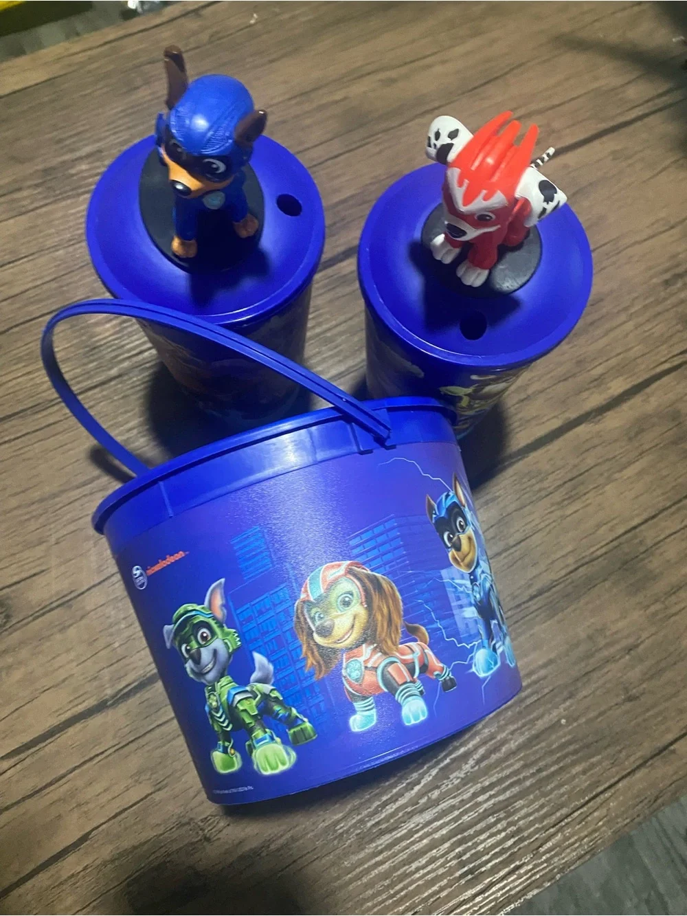 PAW Patrol Kids‎ Popcorn Bucket Set with Blue Cups and Character Lids